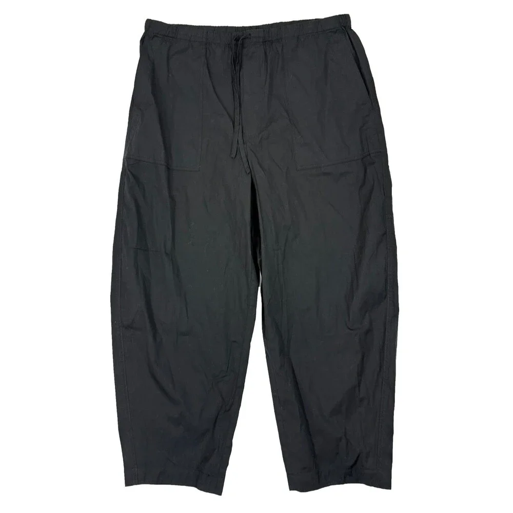 MADEWELL The Pull-On Barrel-Leg Utility Pant in Poplin XL Jet Black NWT B87